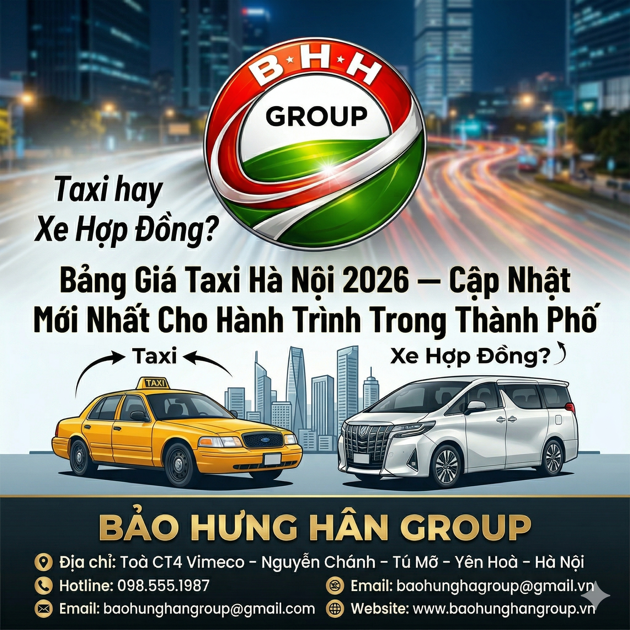 Bảng Giá Taxi Hà Nội 2026 — Cập Nhật Mới Nhất Cho Hành Trình Trong Thành Phố